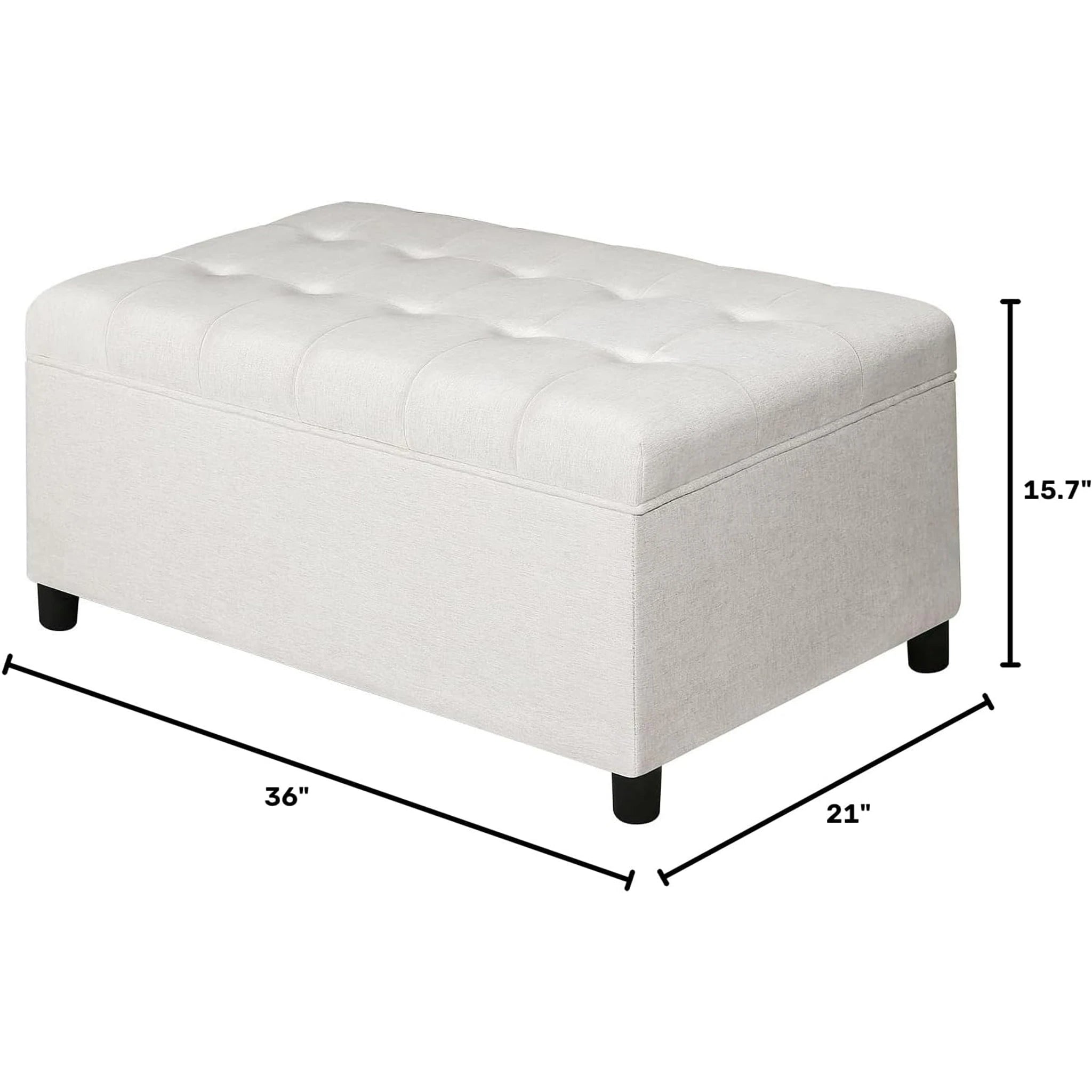 Joveco Beige Lift-Top Linen Storage Ottoman Bench – dimensions chart