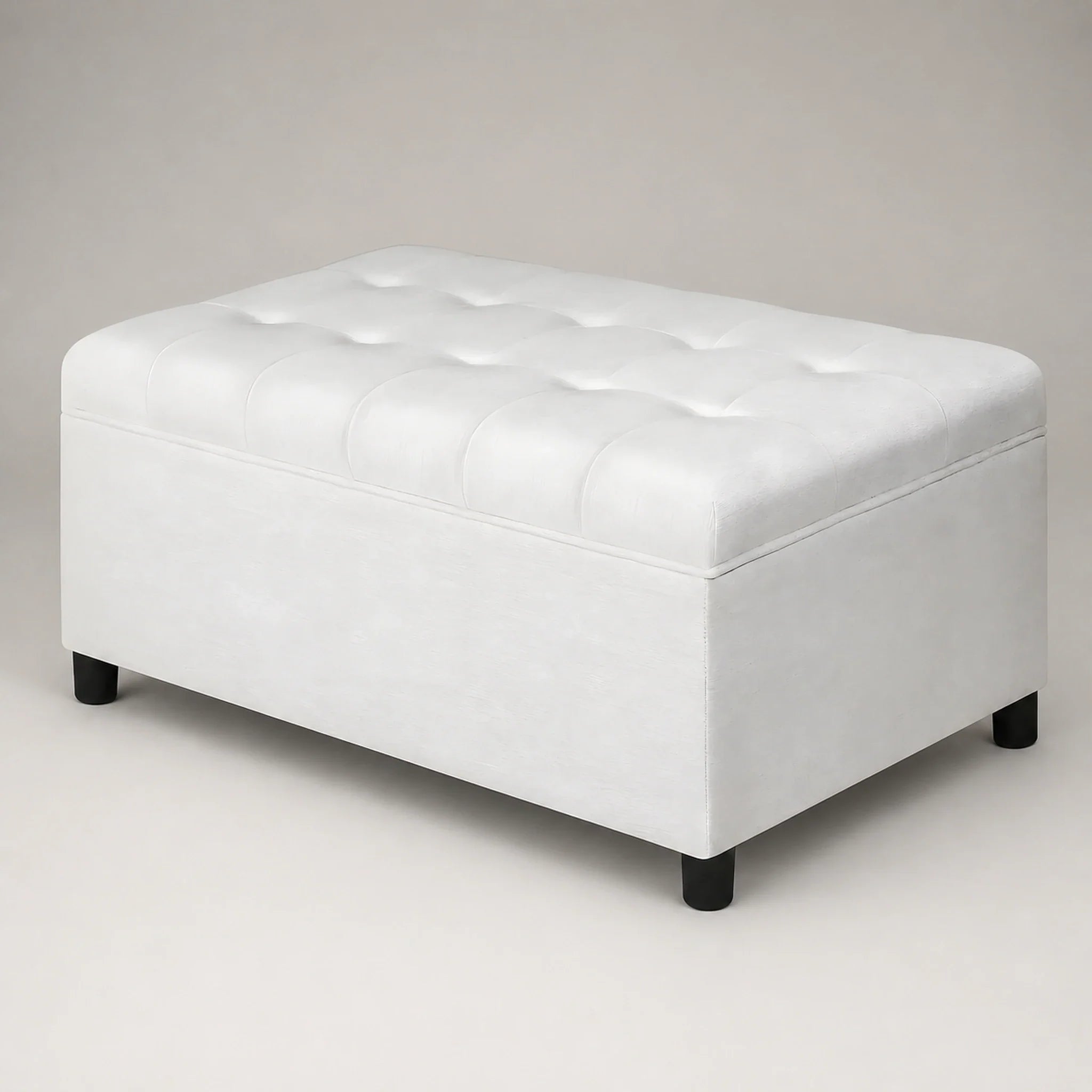 Joveco Beige storage ottoman – warm studio front view#Color_Beige