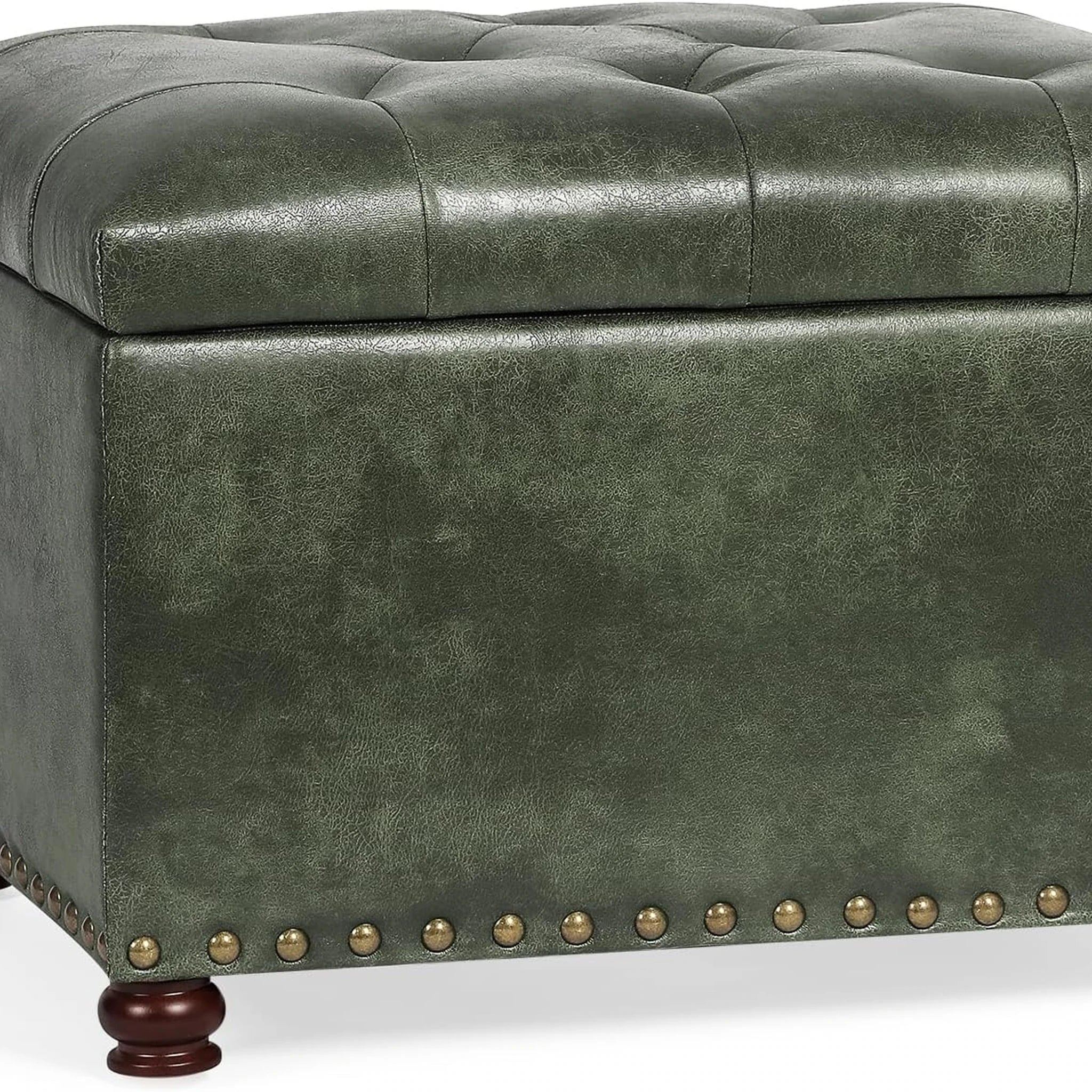 Joveco Black Green Fabric Storage Ottoman – styled home scene