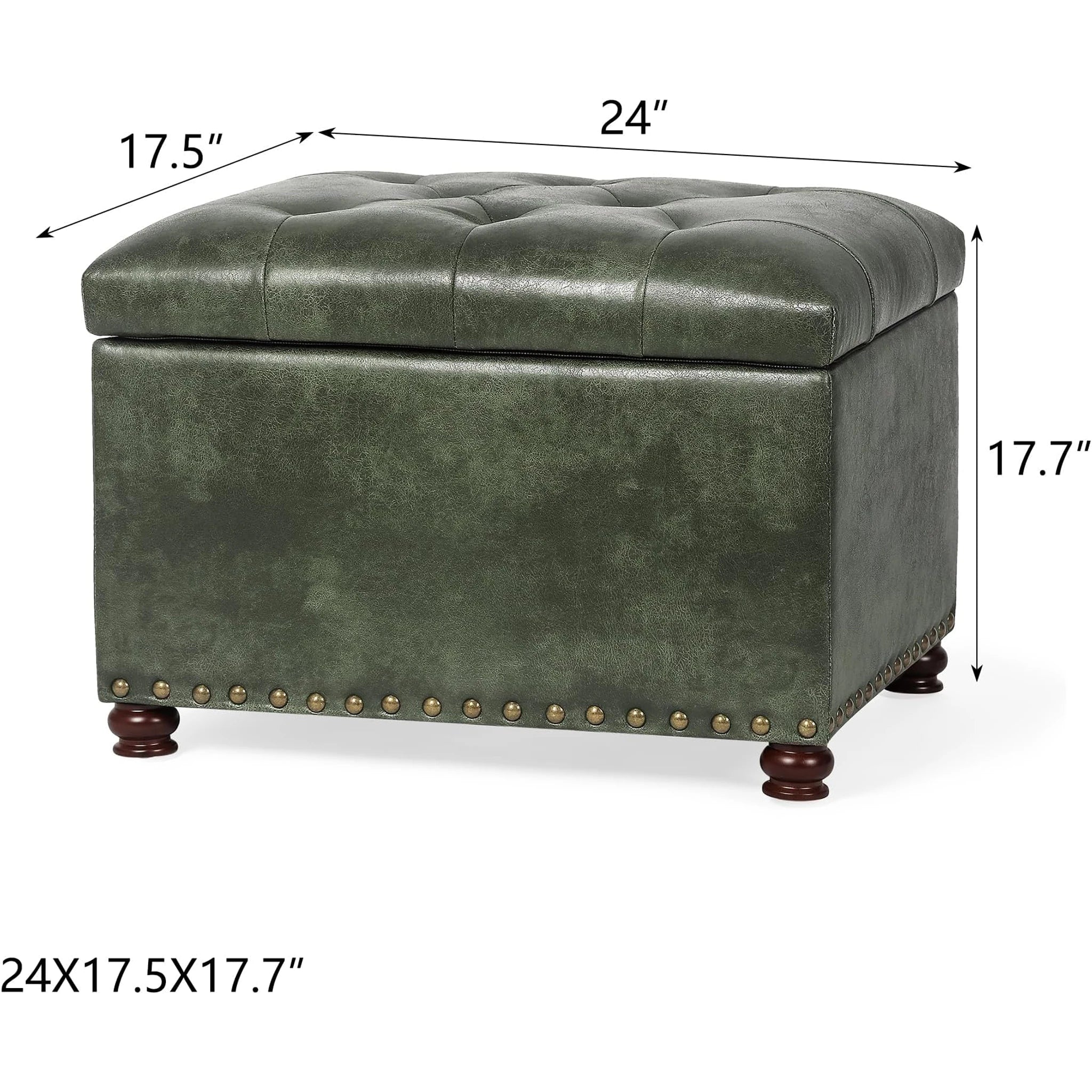 Joveco Black Green Fabric Storage Ottoman – dimensions chart