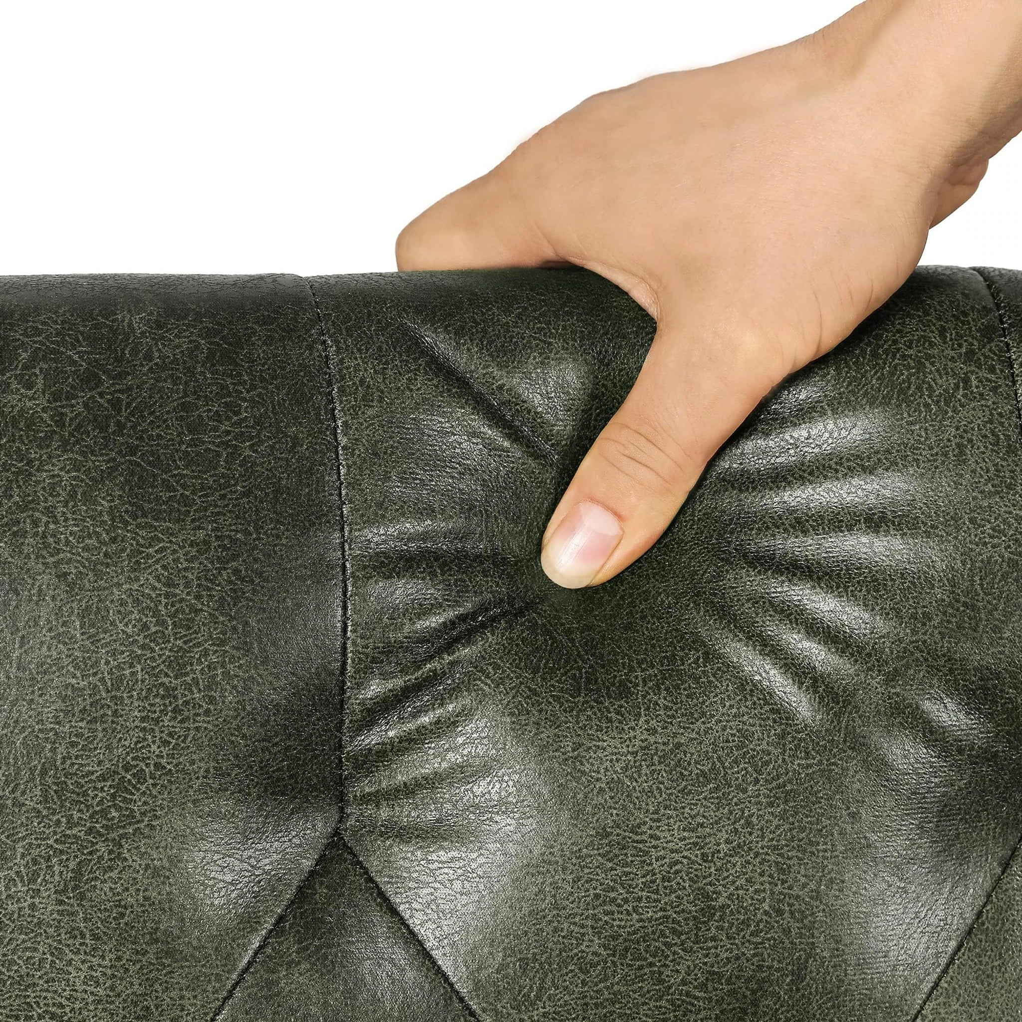Joveco Black Green Fabric Storage Ottoman – detail and materials view