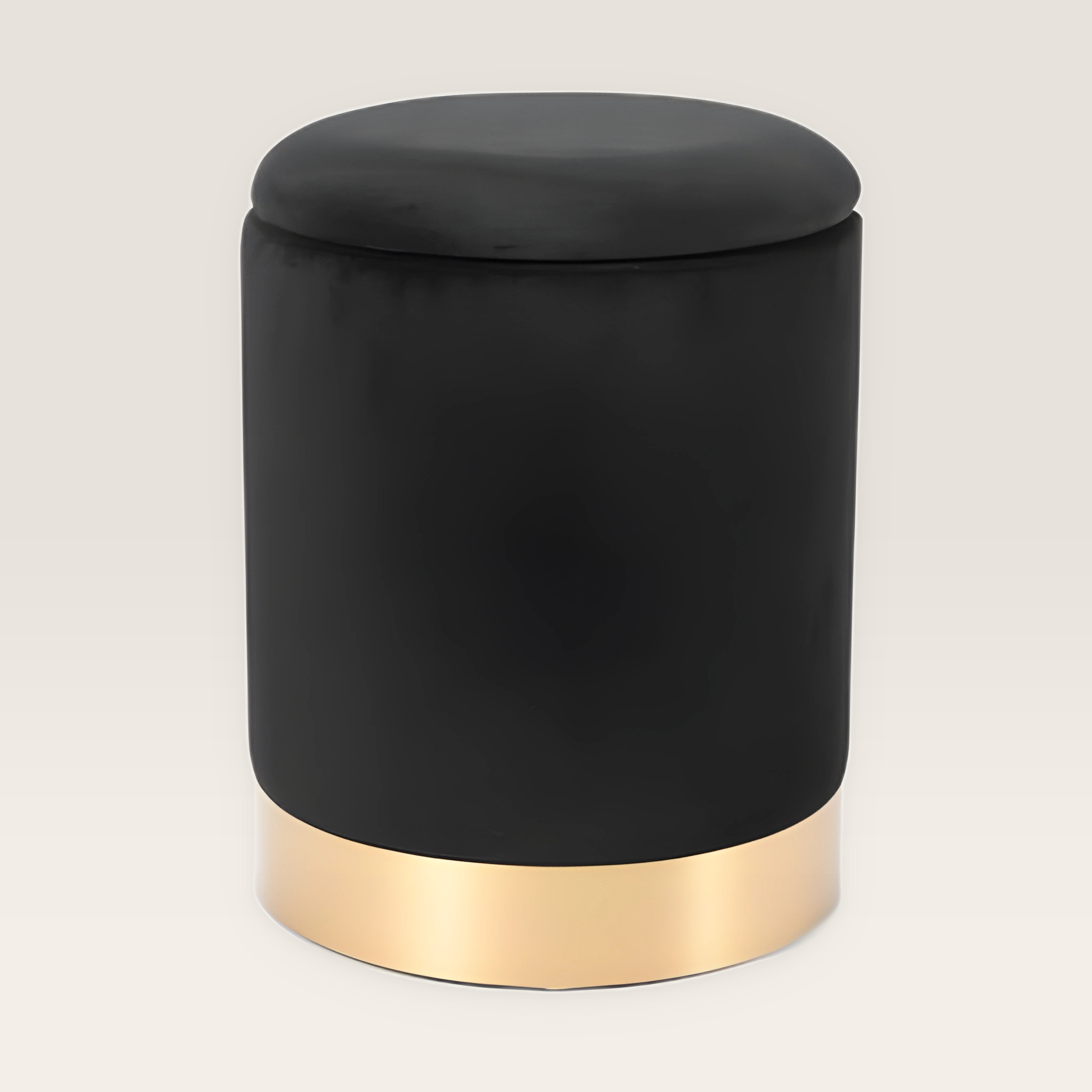 Joveco 16.5 Inch Black Velvet Round Storage Ottoman