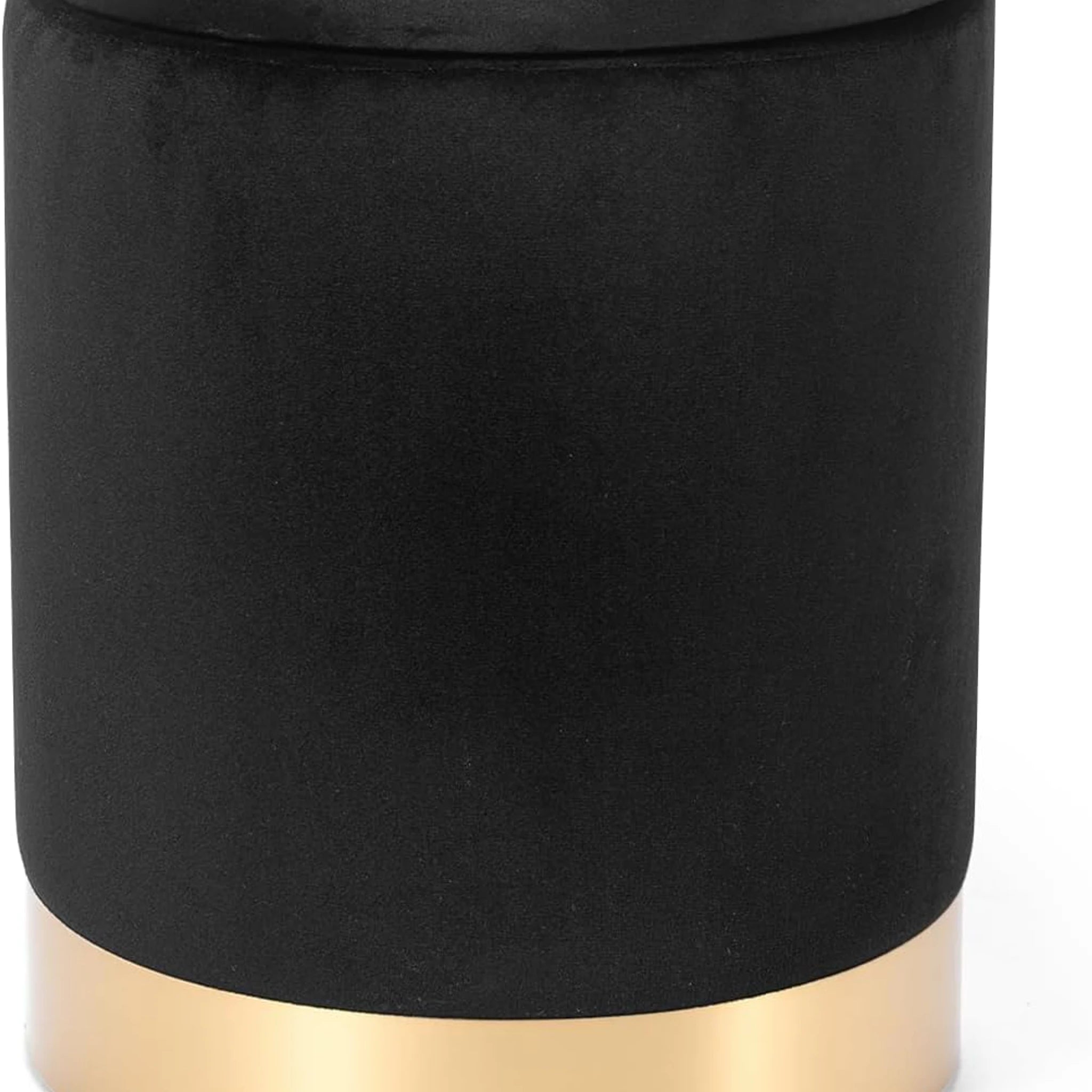 Joveco Black Velvet Round Storage Ottoman – styled home scene