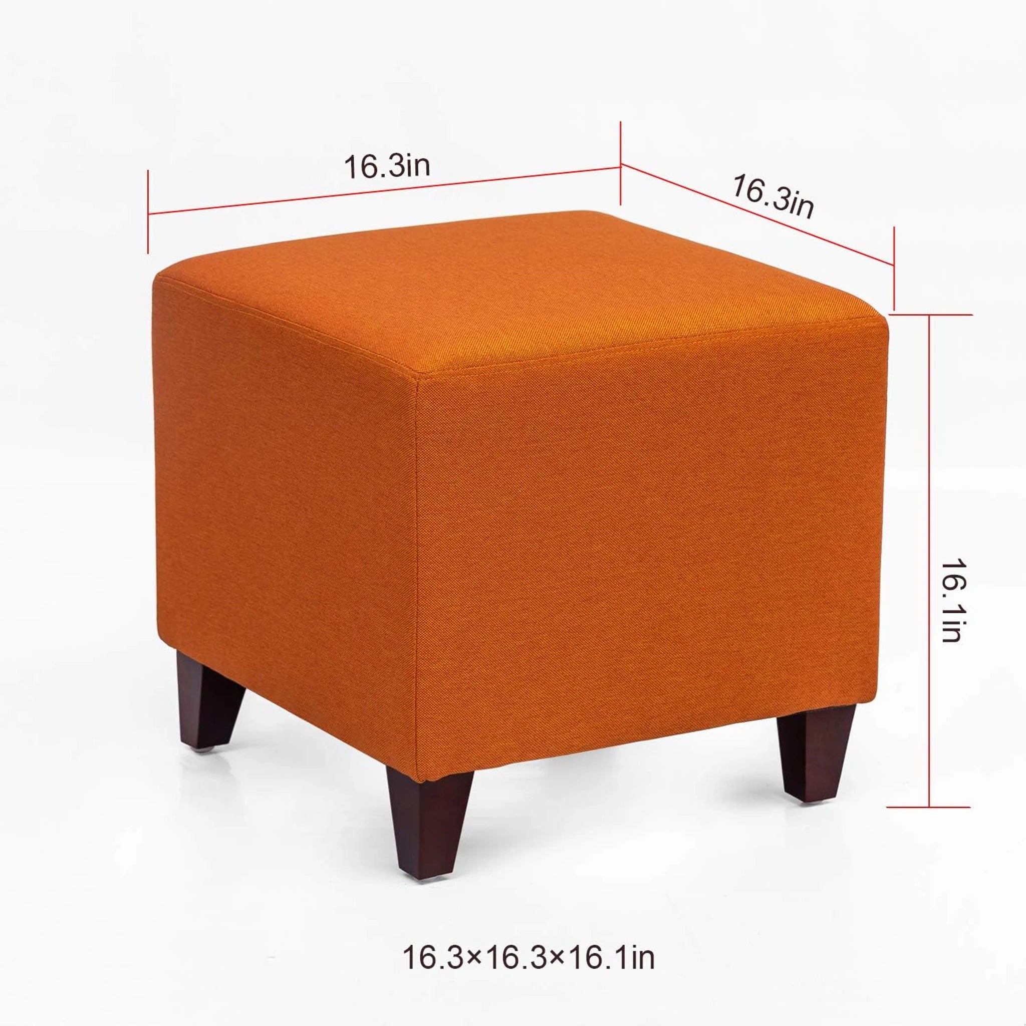 Joveco Orange (16.1"H) Fabric Square Vanity Stool – dimensions chart
