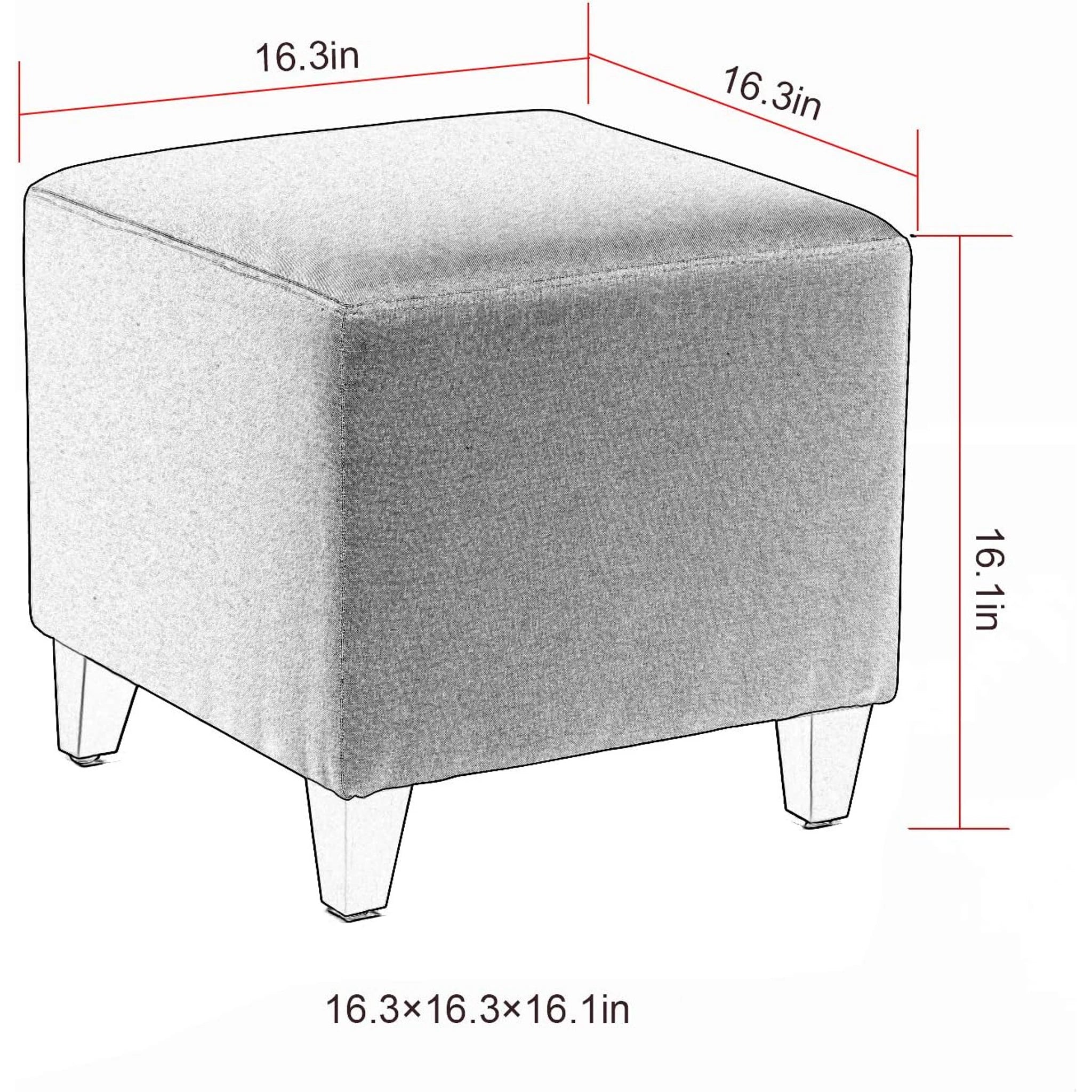 Joveco Blue Fabric Square Footrest Stool – dimensions chart