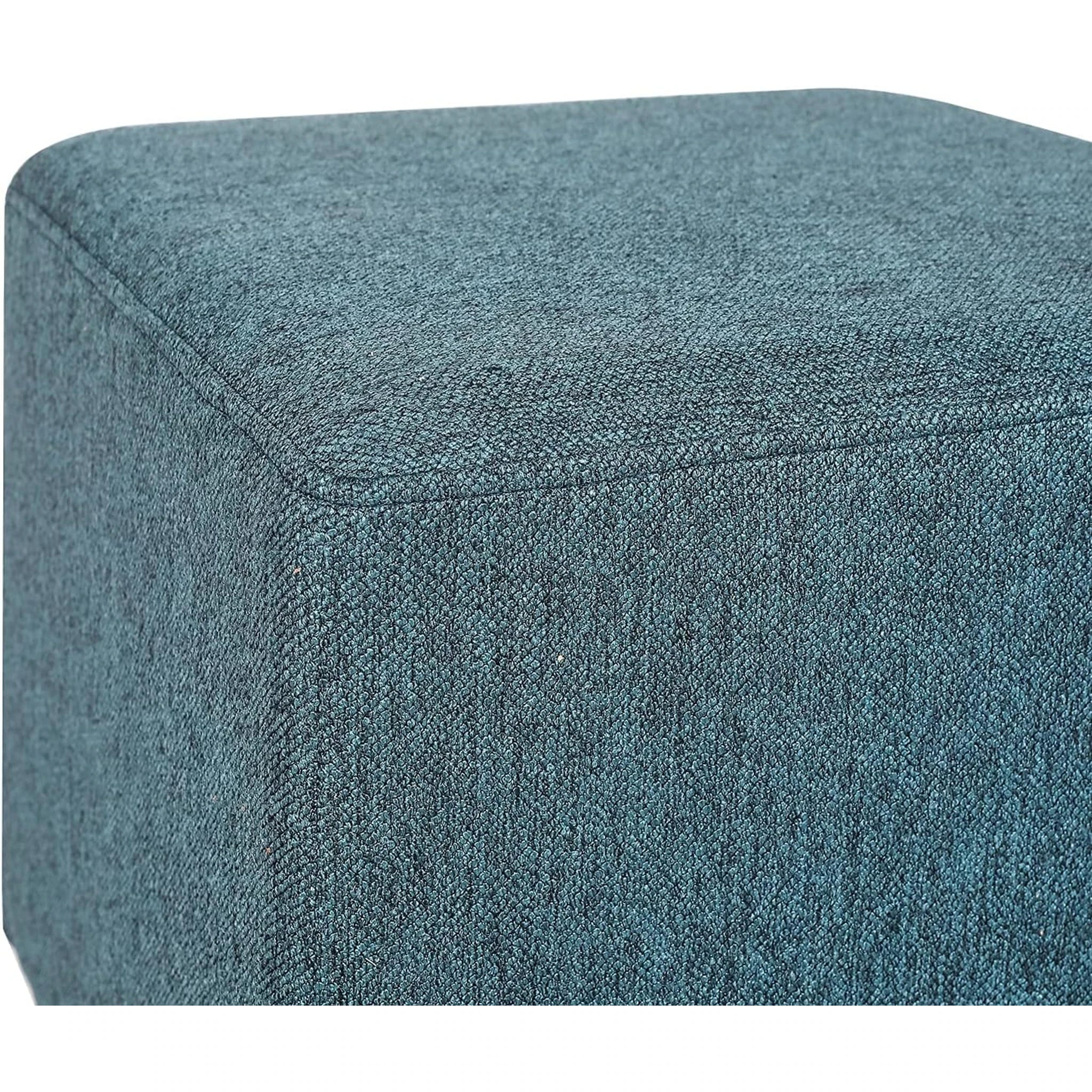 Joveco Blue Fabric Square Footrest Stool – detail and materials view