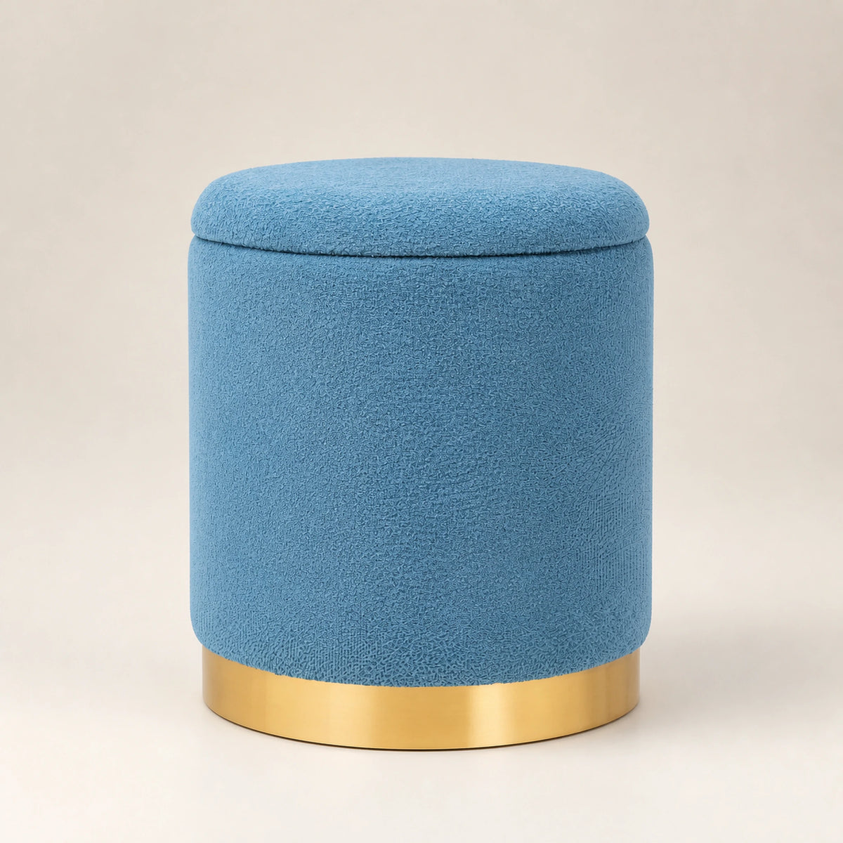 Beringia Blue velvet 16.93-inch storage ottoman – warm studio front view
