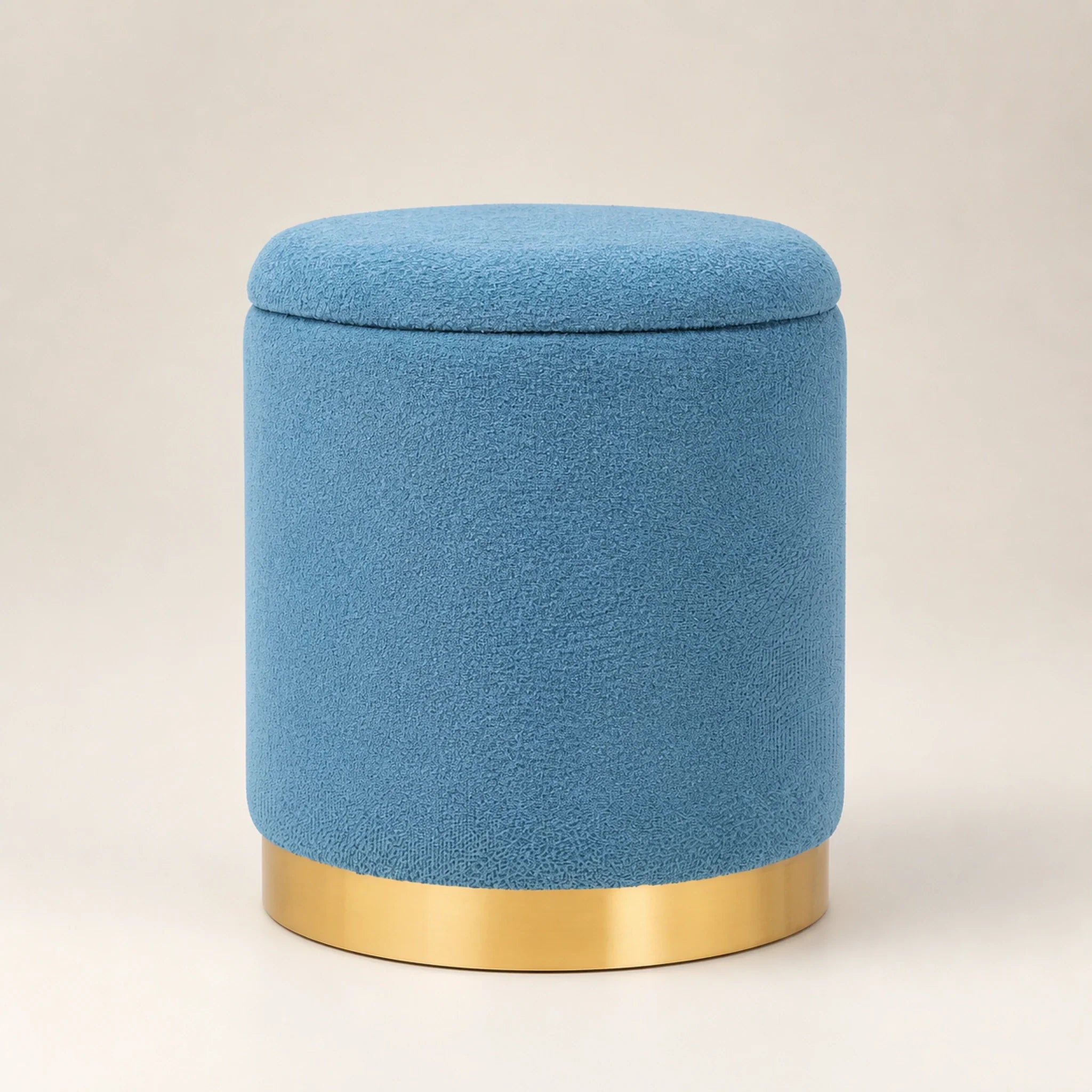 Joveco Blue storage ottoman – warm studio front view#Color_Blue
