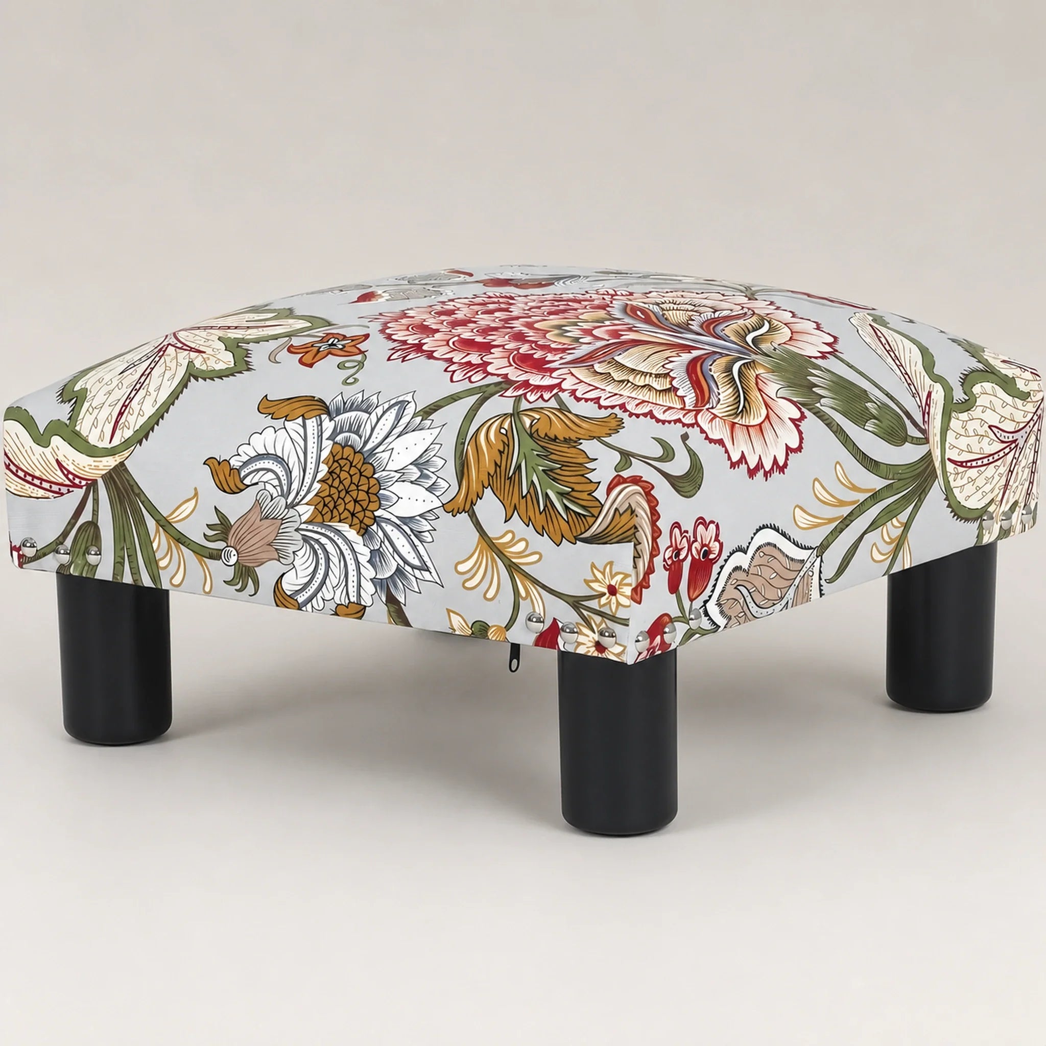 Joveco Boho Floral storage ottoman – warm studio front view