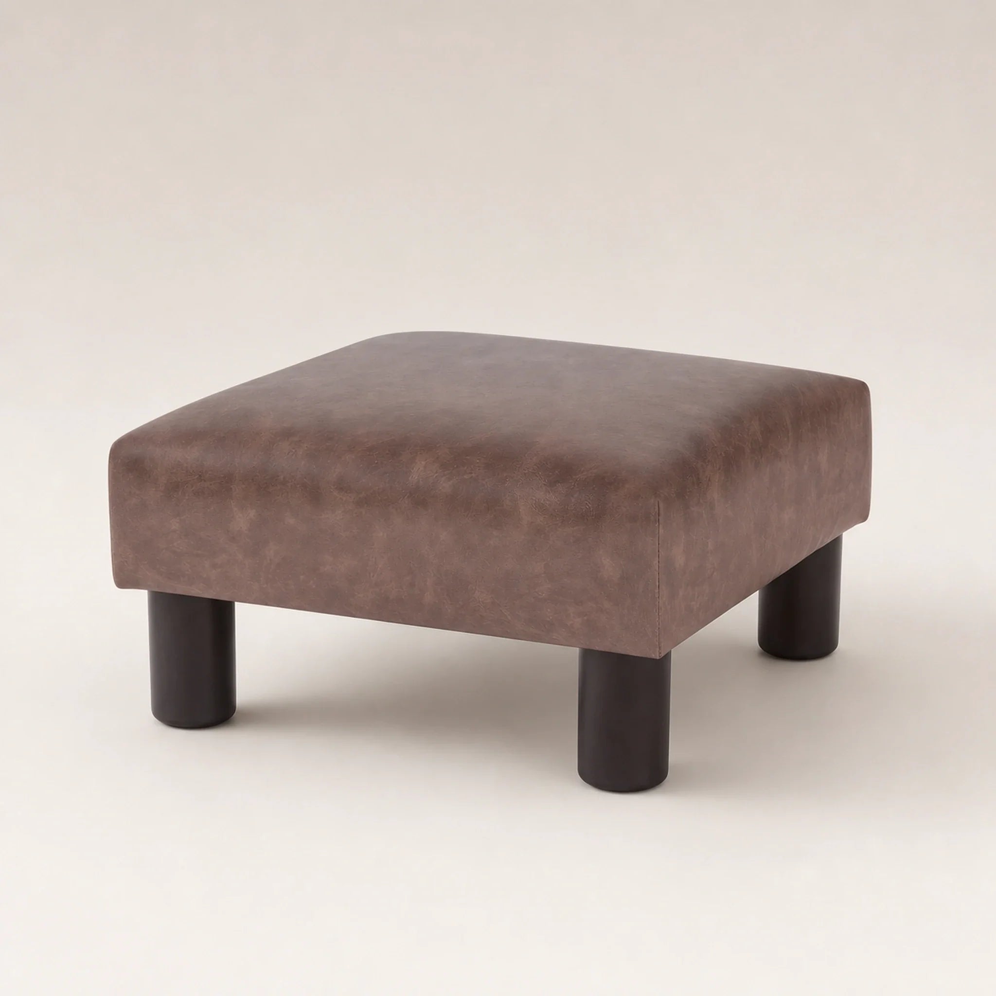 Joveco Taupe Brown storage ottoman – warm studio front view
