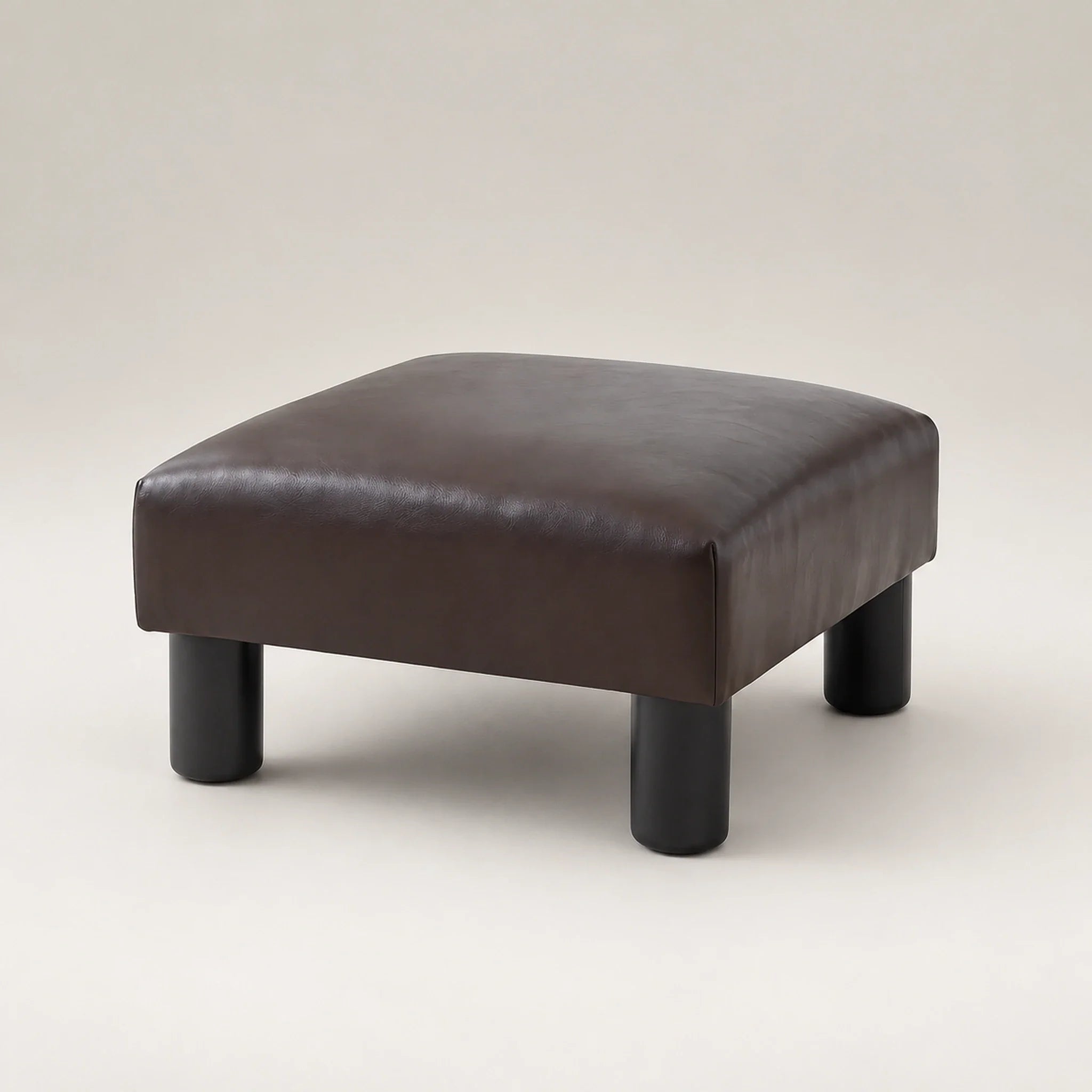 Joveco Brown storage ottoman – warm studio front view