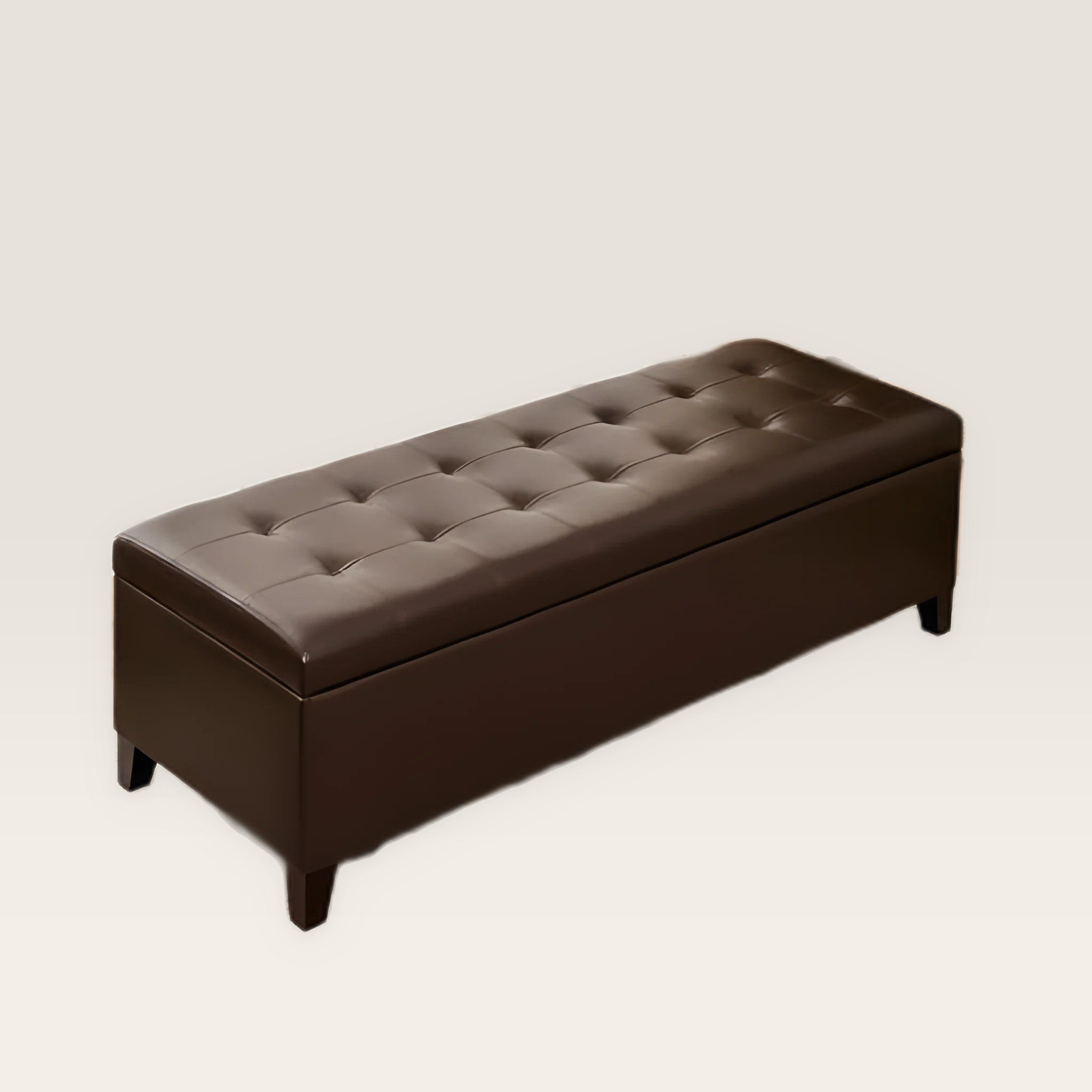 Joveco 51 Inch Brown Faux Leather Storage Ottoman