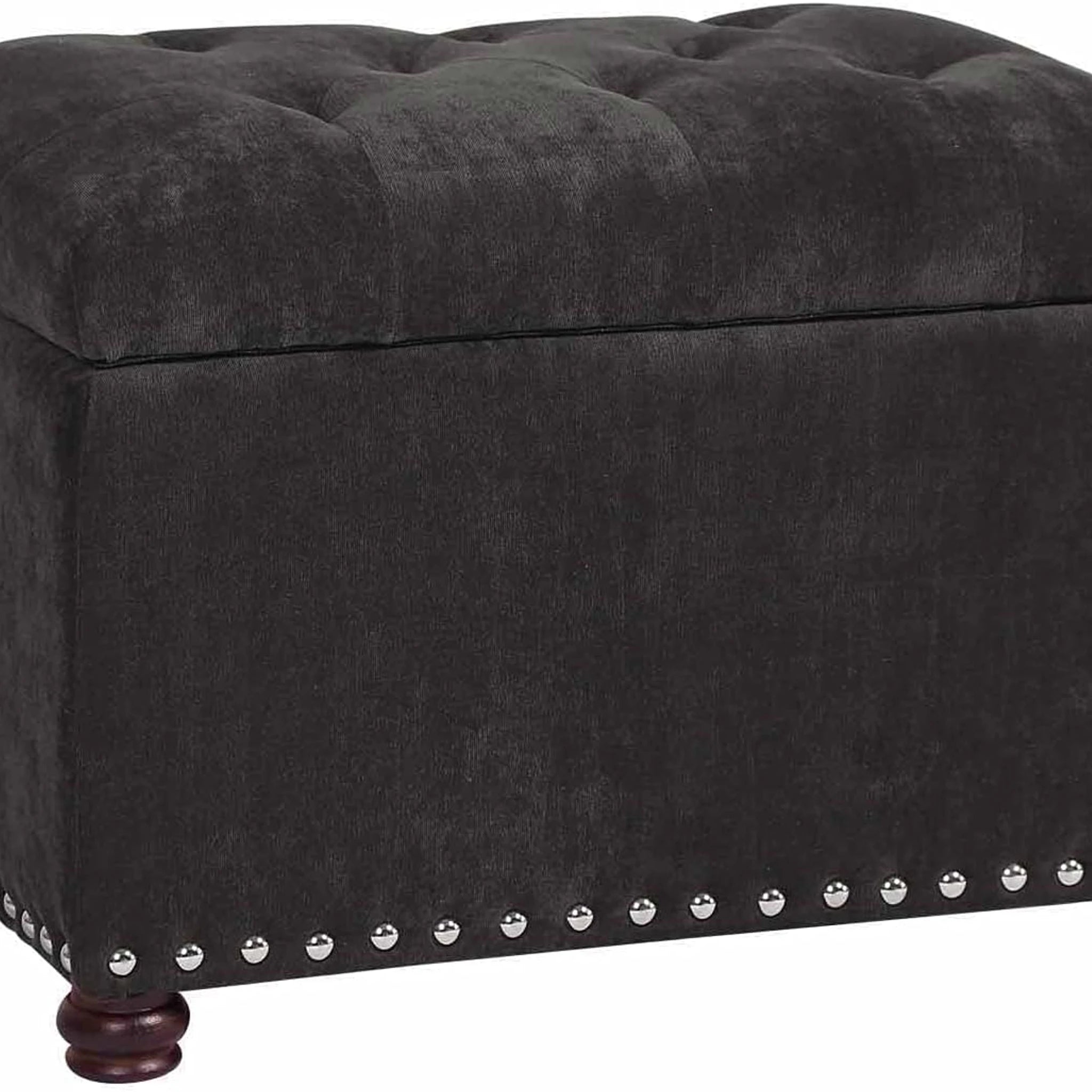 Joveco Charcoal Grey Velvet Storage Ottoman – styled home scene