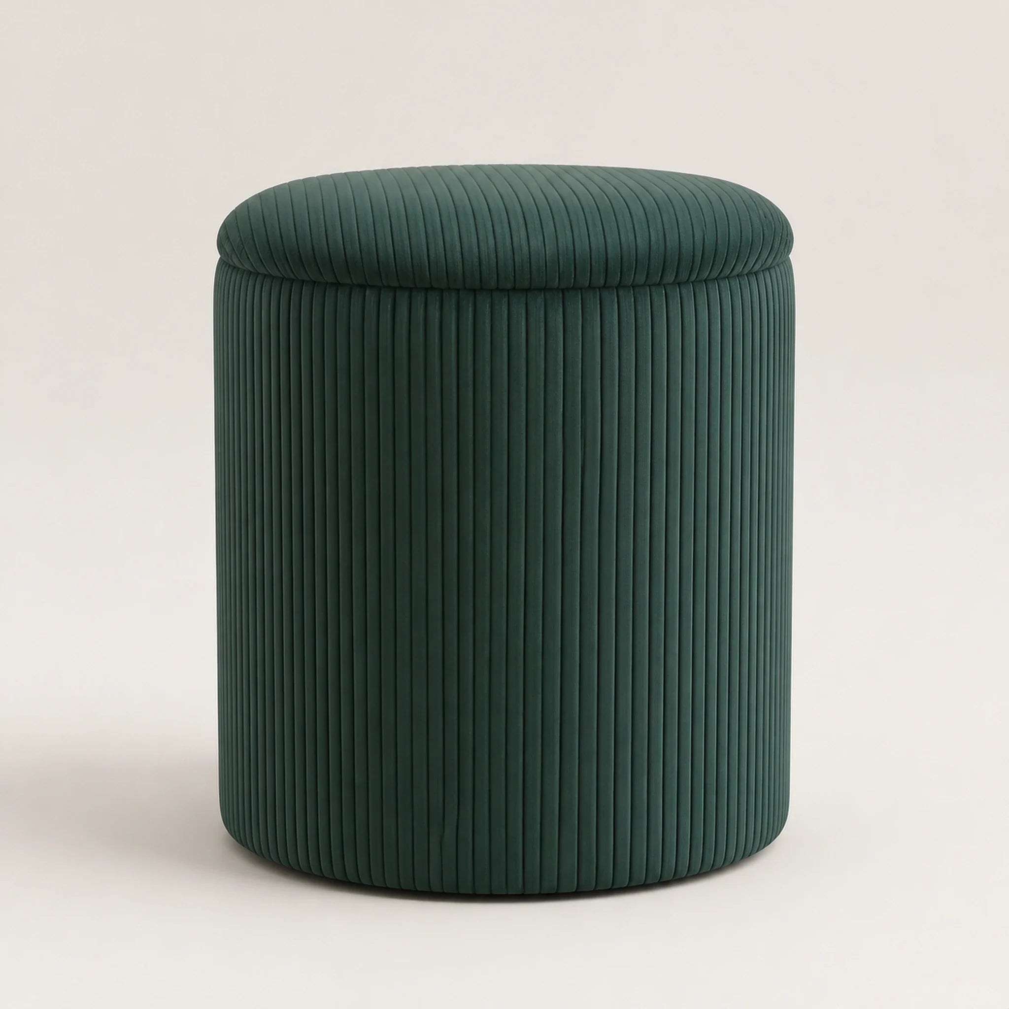 Joveco Dark Green Upgrade Taray Lid storage ottoman – warm studio front view#Color_Dark Green Upgrade Taray Lid