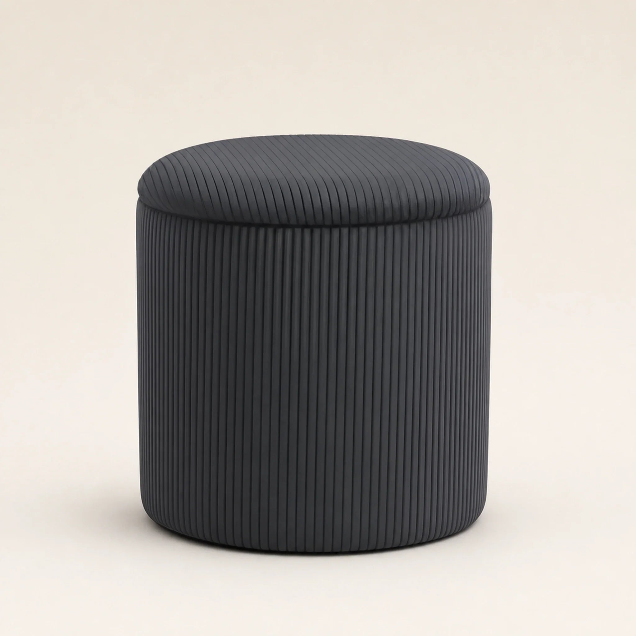 Joveco Dark Grey Upgrade Taray Lid storage ottoman – warm studio front view#Color_Dark Grey Upgrade Taray Lid