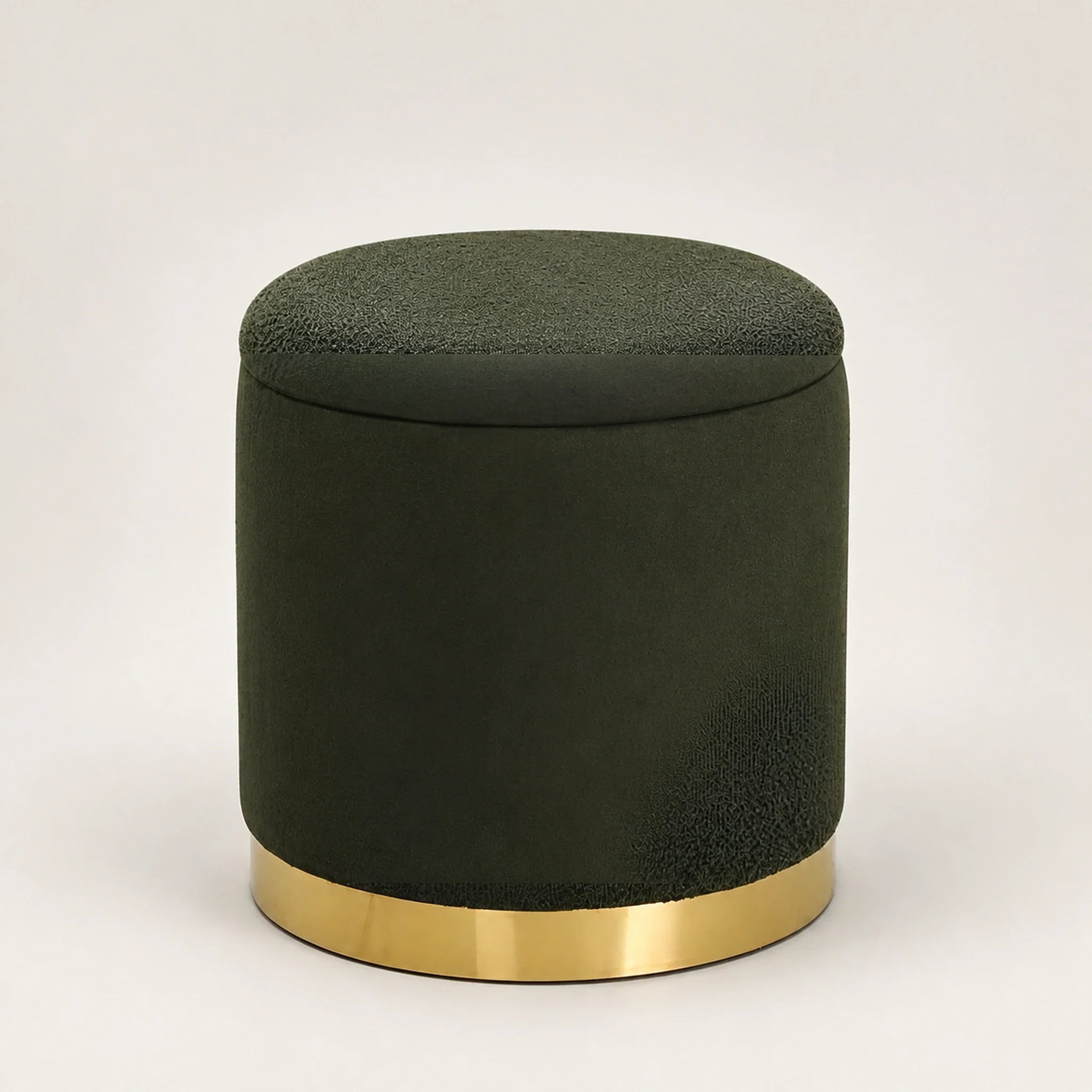 Joveco Dark Moss Green storage ottoman – warm studio front view#Color_Dark Moss Green