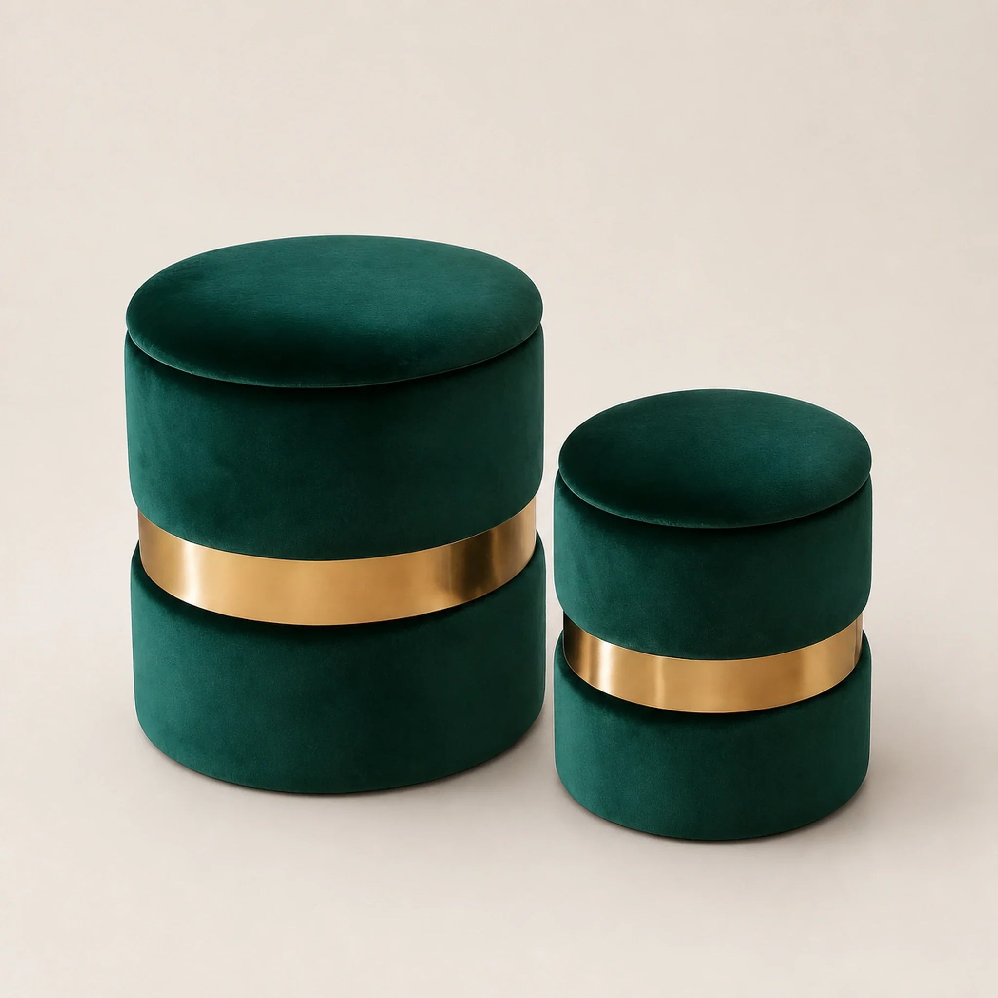 Joveco Emerald Green storage ottoman – warm studio front view#Color_Emerald Green