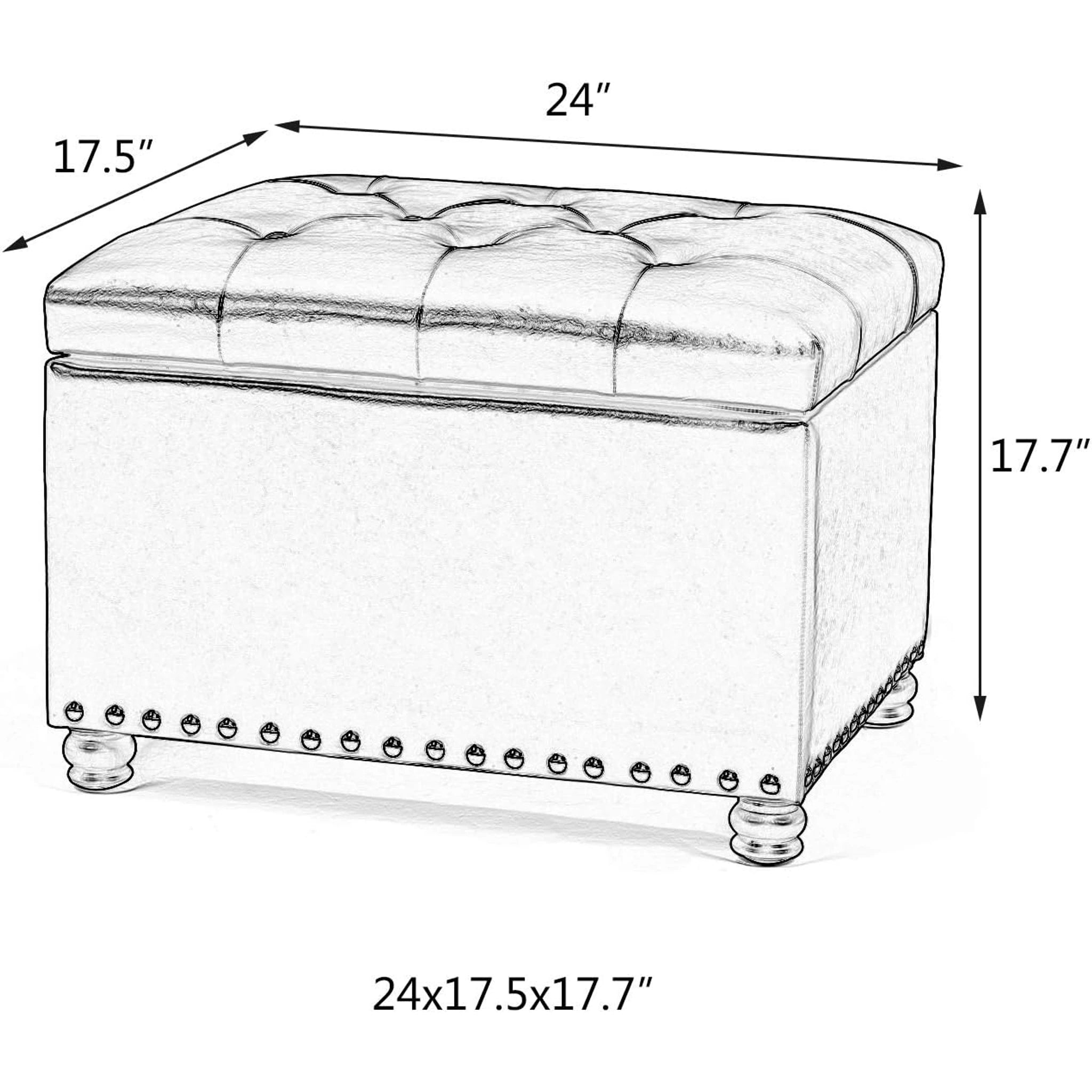 Joveco Gray Fabric Storage Ottoman – dimensions chart