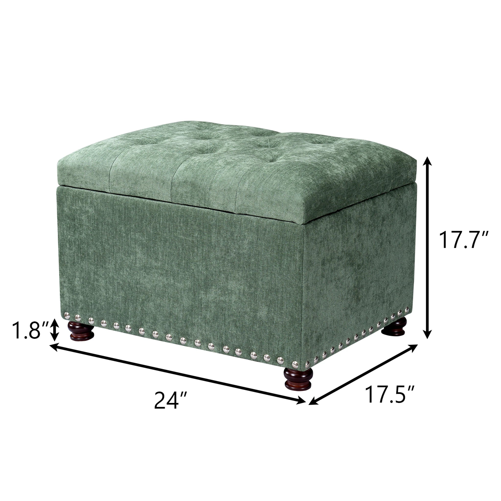 Joveco Green Fabric Storage Ottoman – dimensions chart