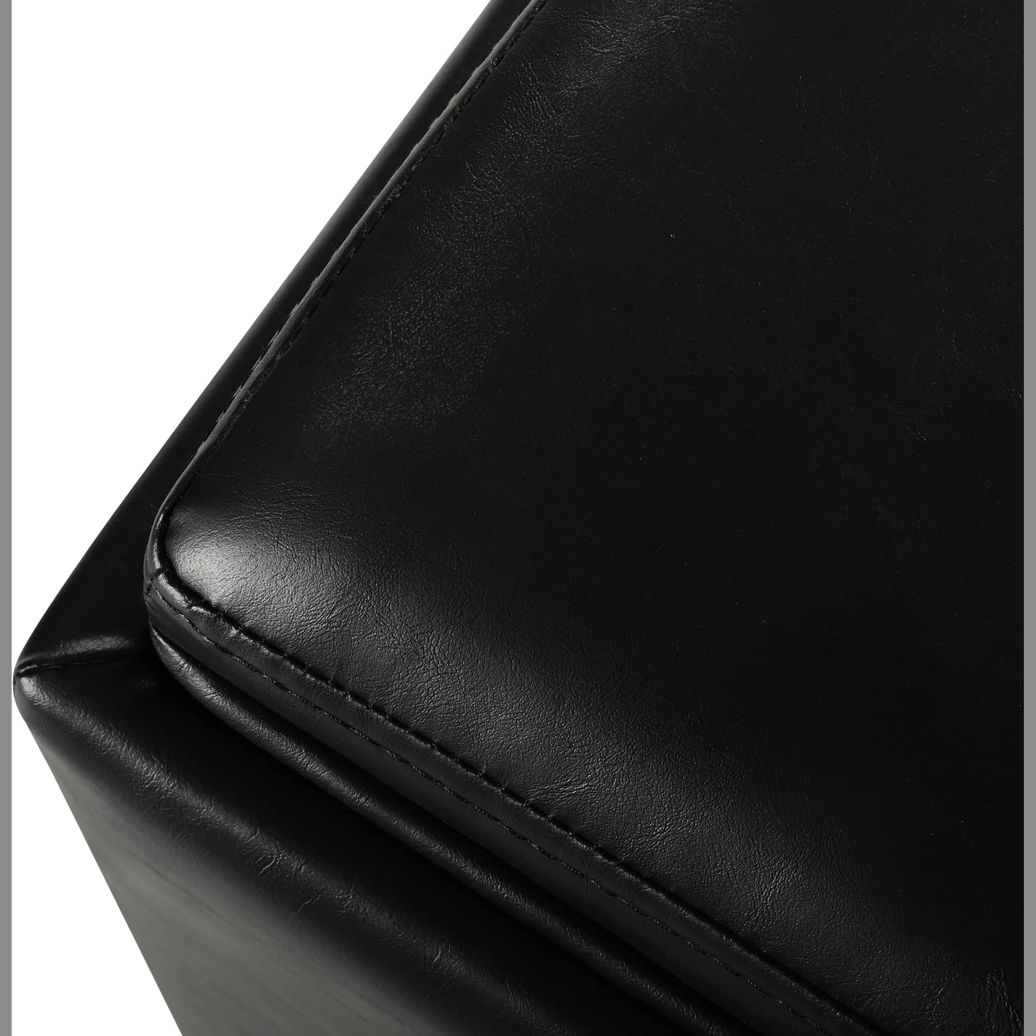 Joveco Tray, Black Tray-Top Linen Square Storage Ottoman – detail and materials view