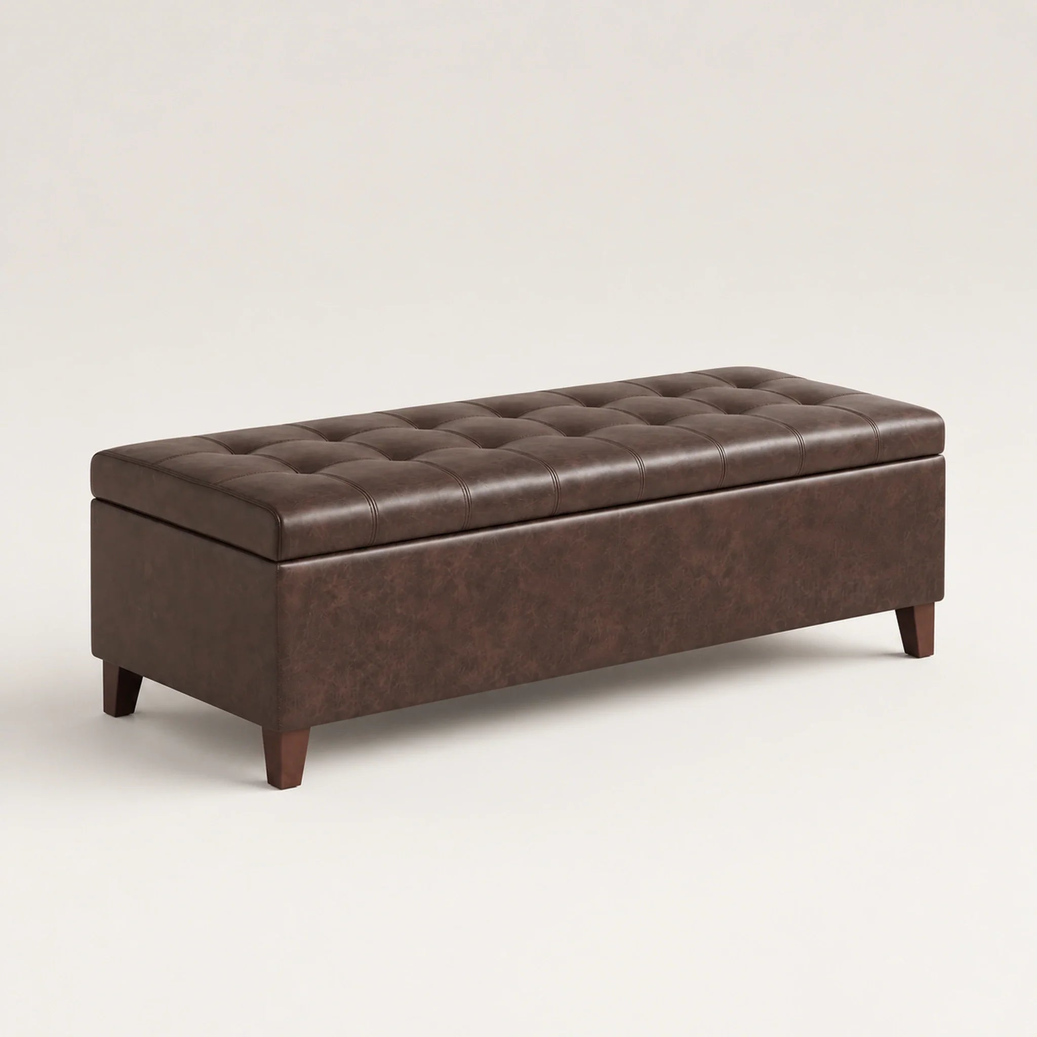 Joveco Vintage Brown storage ottoman – warm studio front view#Color_Vintage Brown