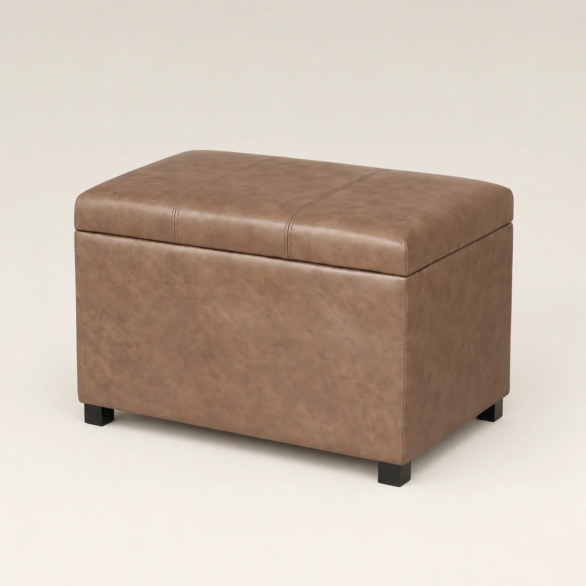 Joveco Light Brown storage ottoman – warm studio front view#Color_Light Brown