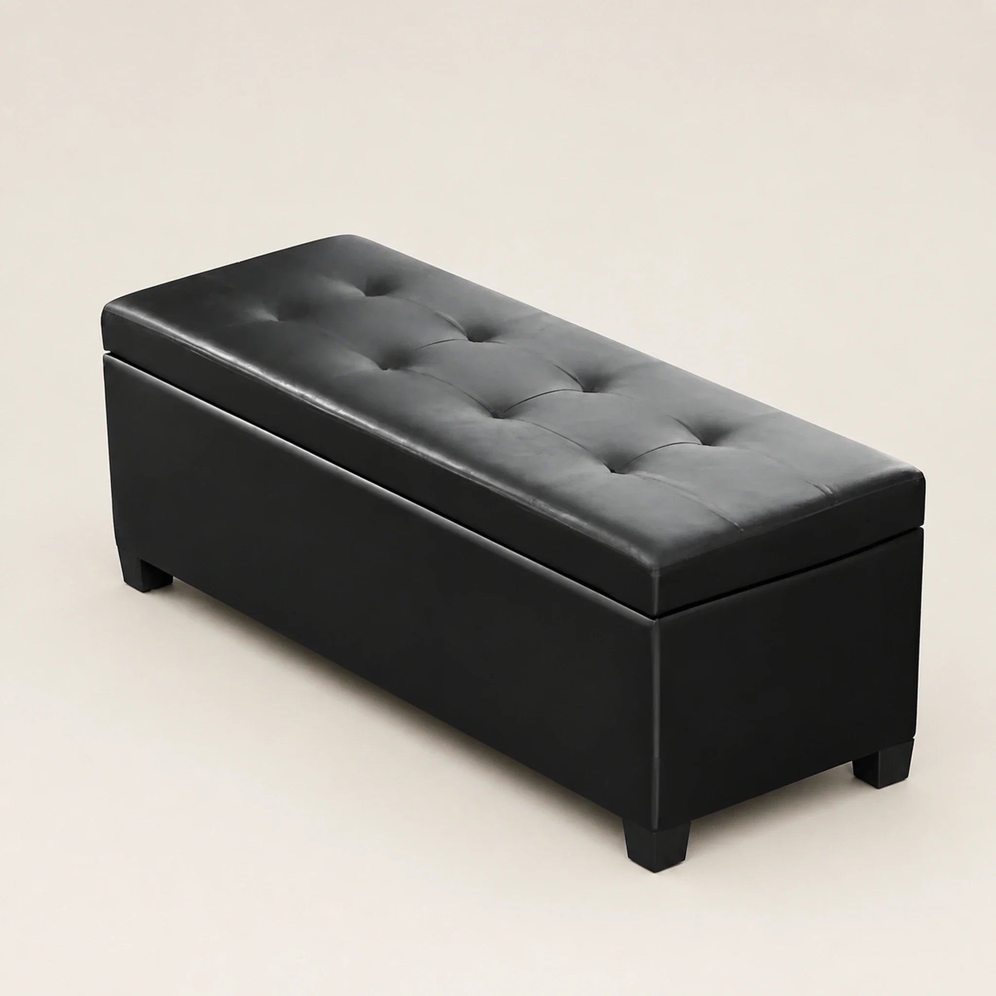 ASense Black storage ottoman – warm studio front view#Color_Black