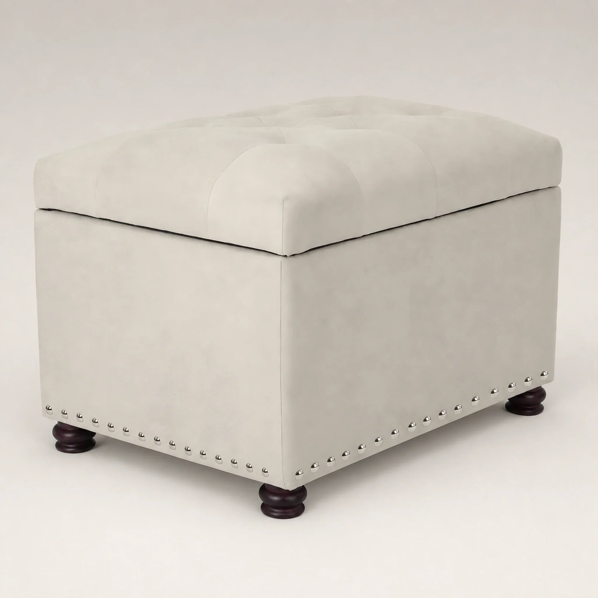 Joveco Beige storage ottoman – warm studio front view#Color_Beige