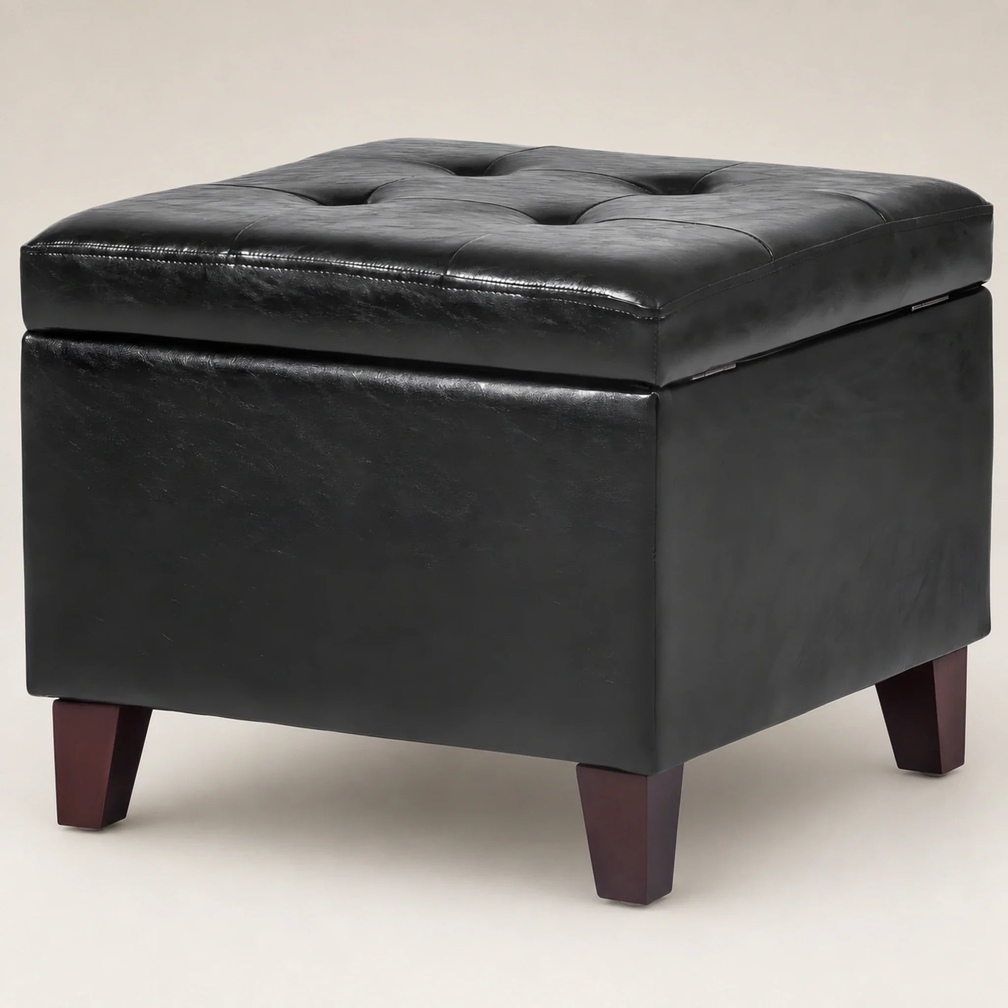 ASense Black storage ottoman – warm studio front view#Color_Black