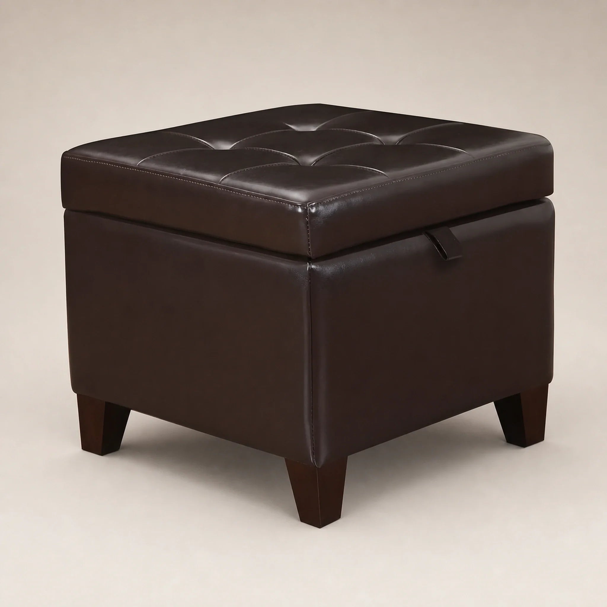 Adeco Chocolate Brown storage ottoman – warm studio front view#Color_Chocolate Brown