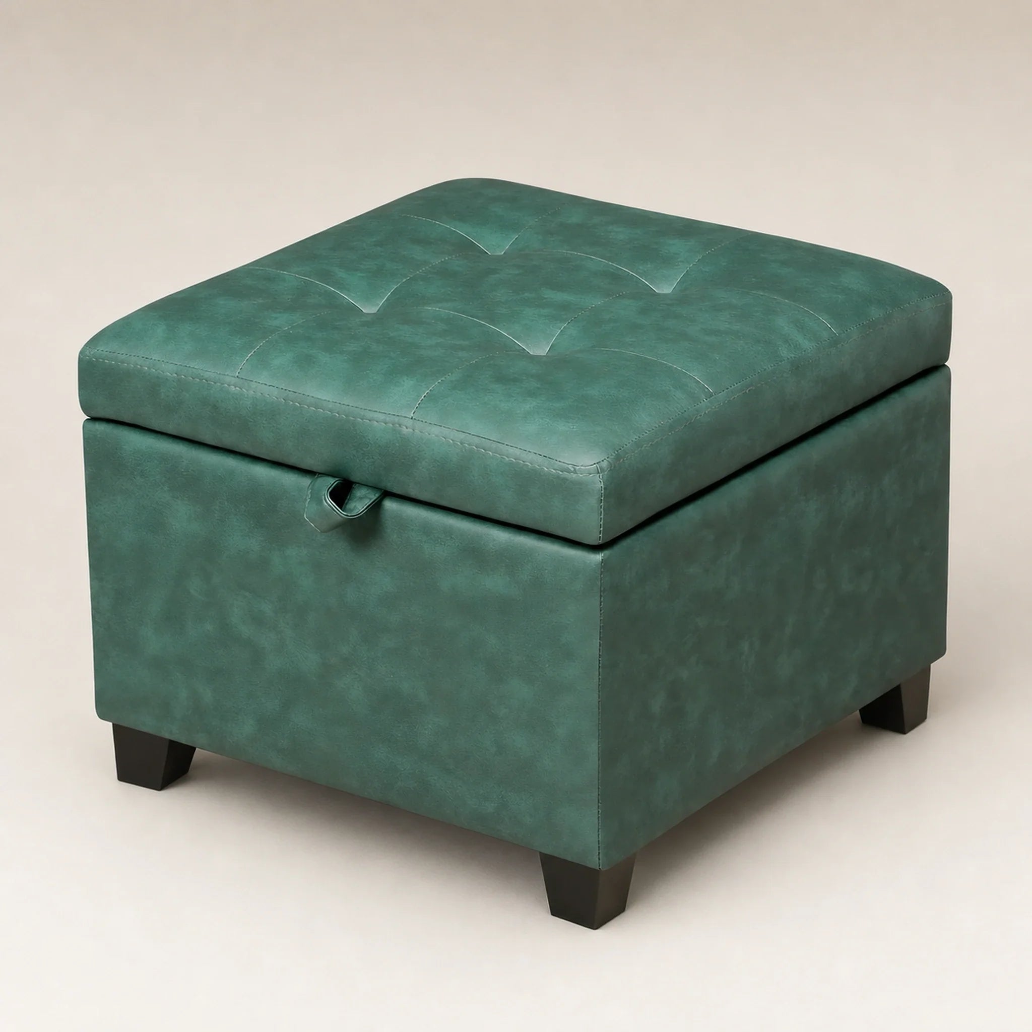ASense Green storage ottoman – warm studio front view