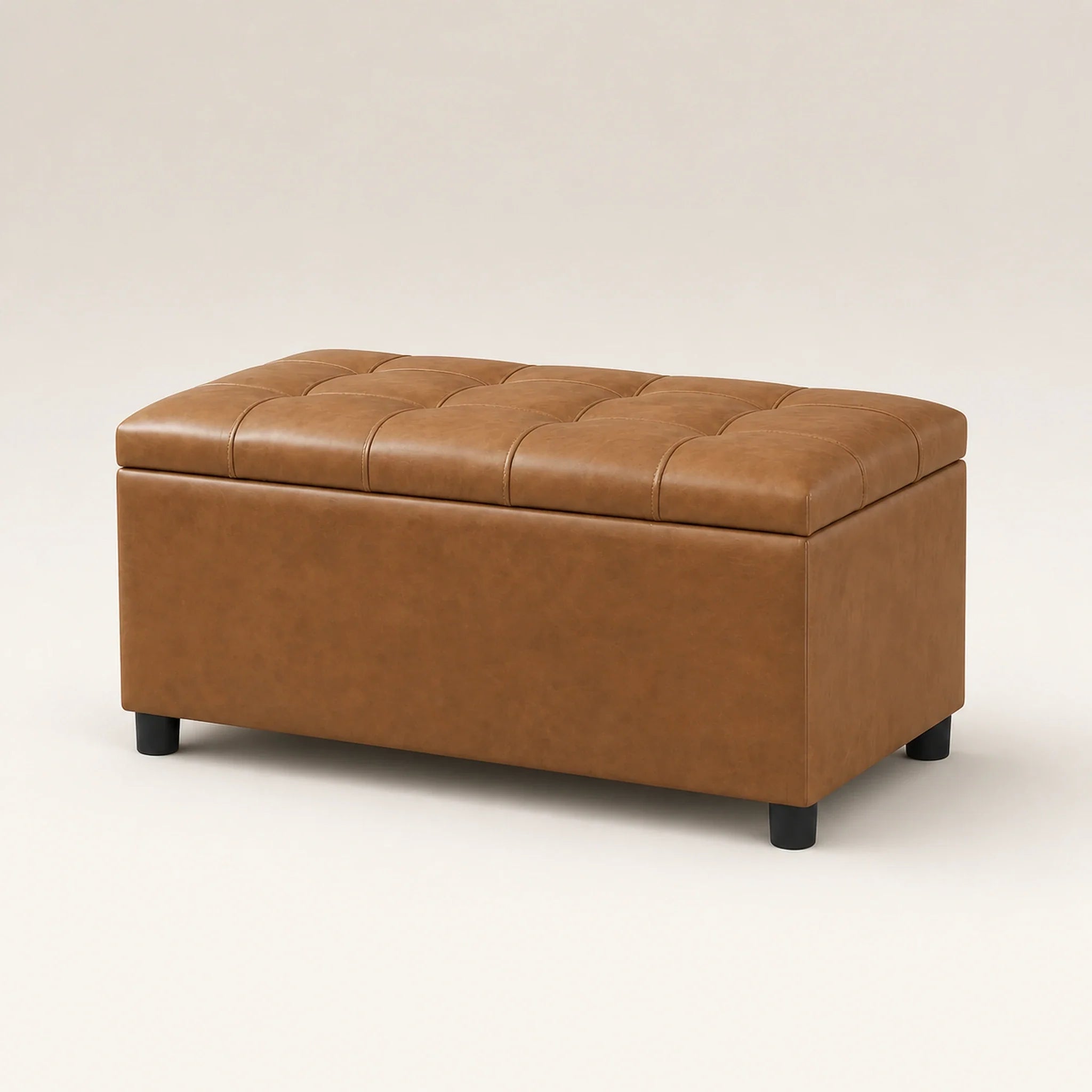 ASense Warm Golden Brown storage ottoman – warm studio front view#Color_Warm Golden Brown