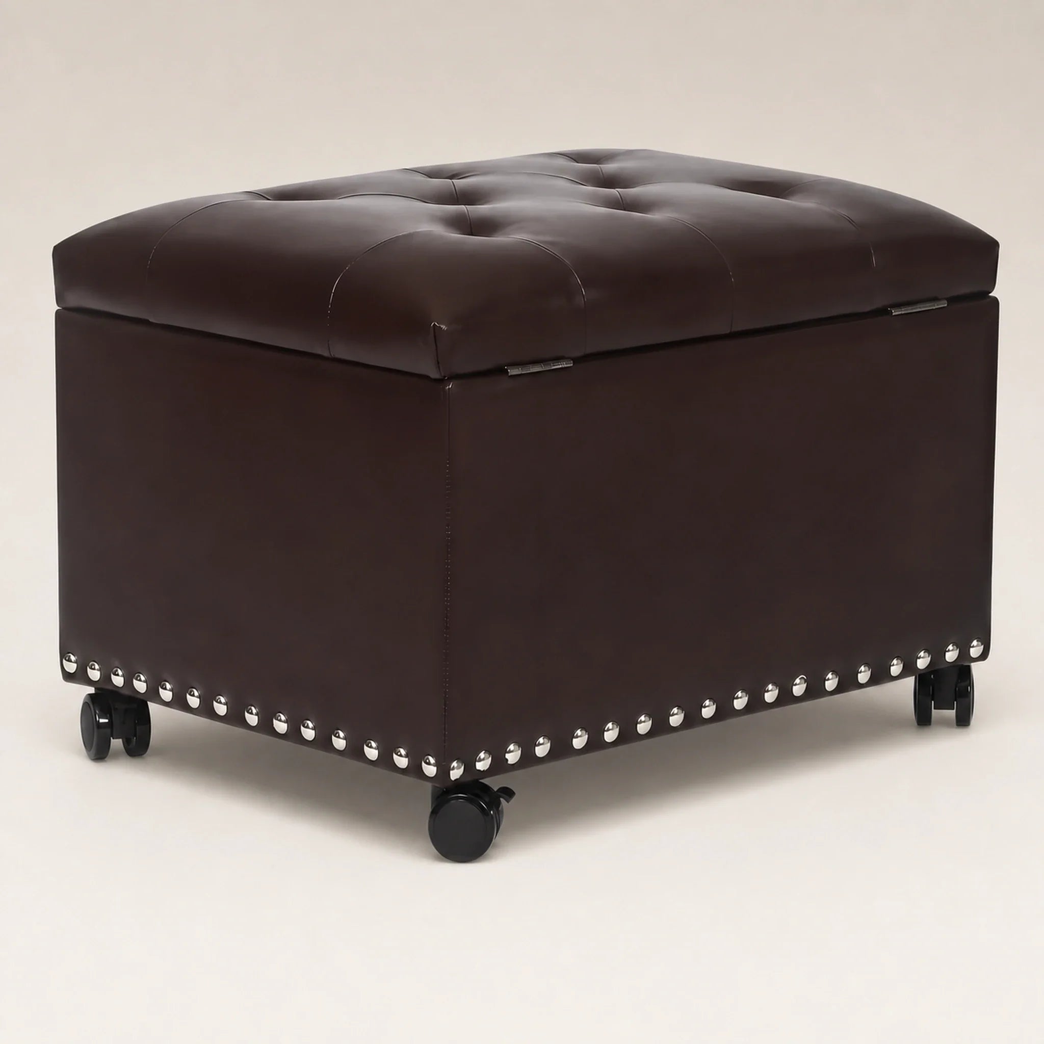 Decent Home Vintage Brown storage ottoman – warm studio front view#Color_Vintage Brown