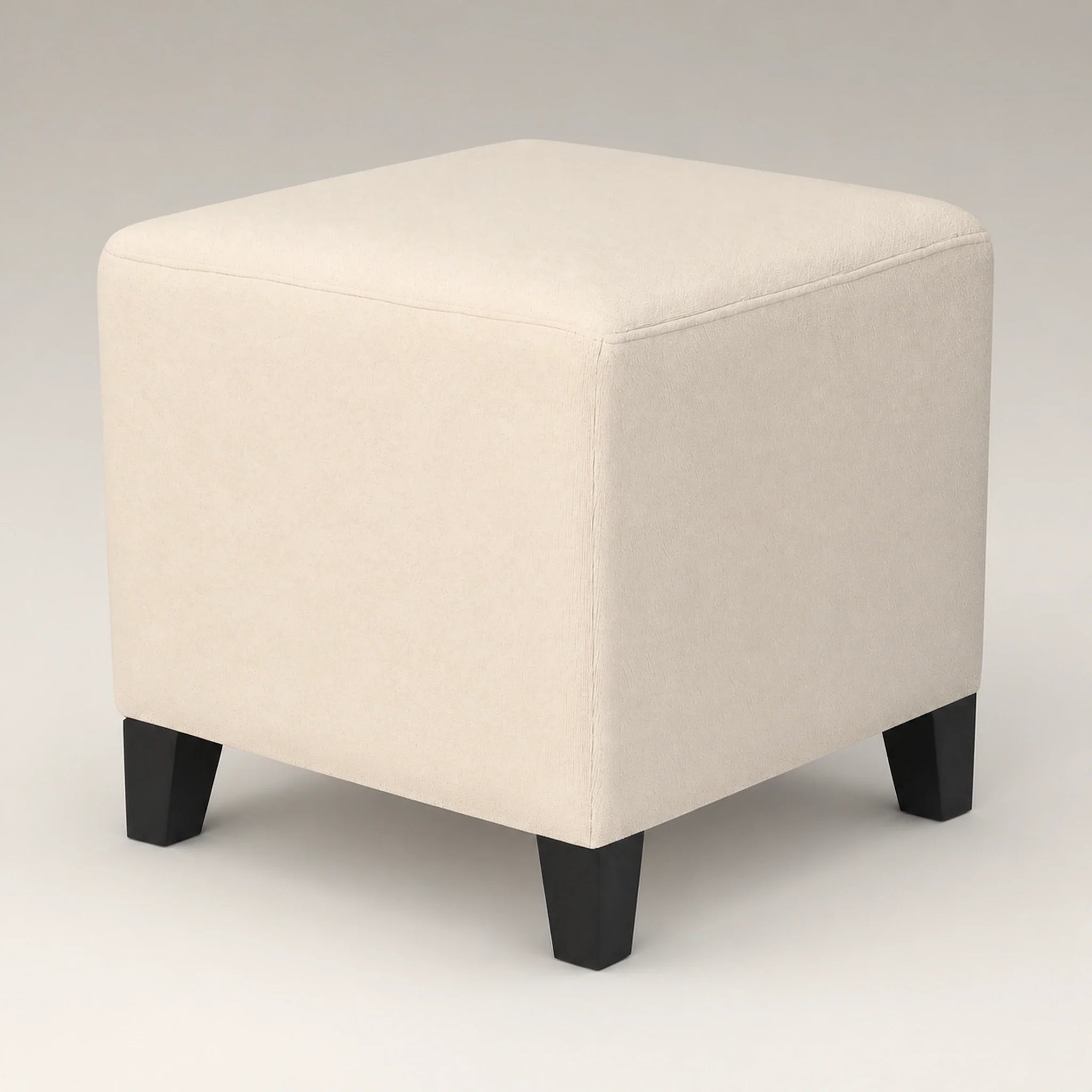 Adeco Cream White storage ottoman – warm studio front view#Color_Cream White
